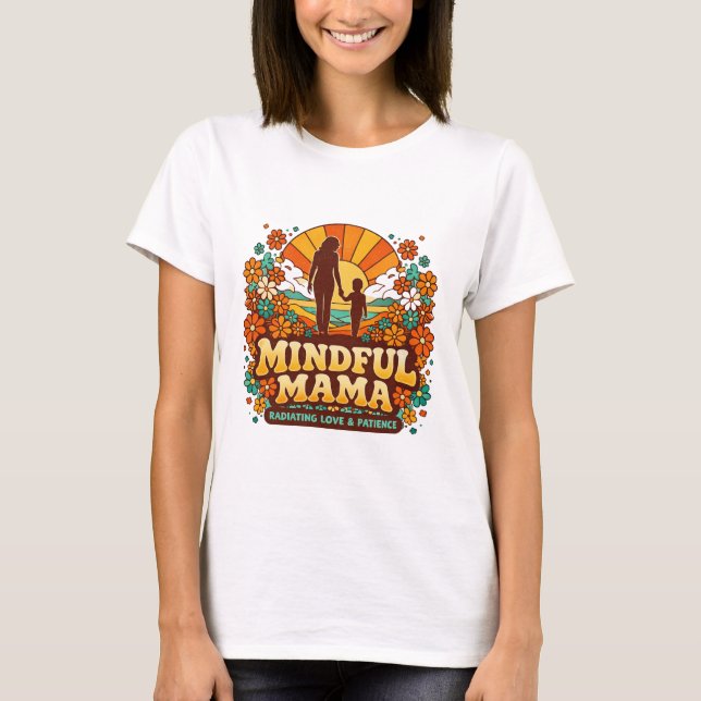 Retro Mindful Mama Sunset T-Shirt (Vorderseite)