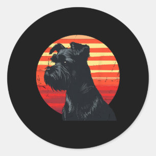 Retro Miniature Schnauzer Dog Liebhaber weihnachtl Runder Aufkleber