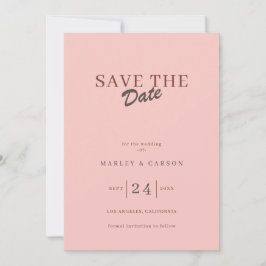 Retro Minimal Blush Pink Save The Date Wedding Einladung