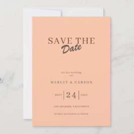 Retro-Minimal-Koralle-Pfirsich Save-the-Date-Hochz Einladung