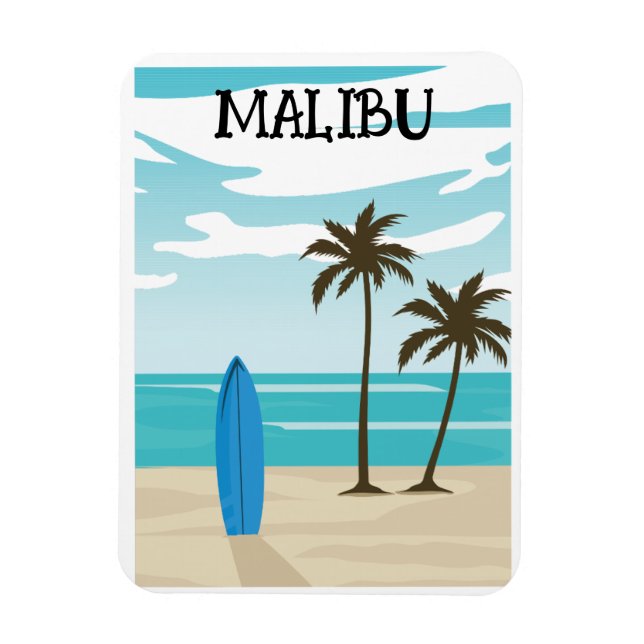 Retro Minimal Malibu California Beach Travel Magnet (Vertikal)