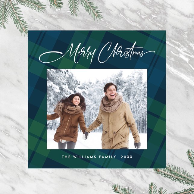 Retro Minimale Weihnachten Kariertes FOTO Magnetka Magnetkarte (Von Creator hochgeladen)