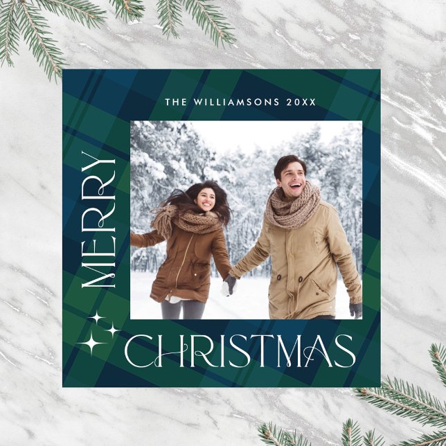 Retro Minimale Weihnachten Kariertes FOTO Magnetka Magnetkarte (Von Creator hochgeladen)