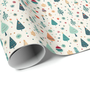Retro Minimale Weihnachtsbaummuster Geschenkpapier