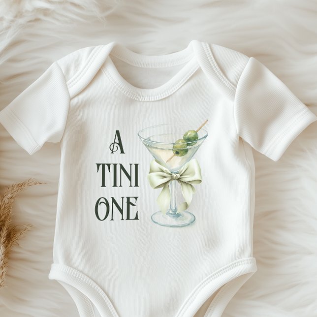 Retro Minimalist A Tini One Martini Baby Shower Strampler (Von Creator hochgeladen)