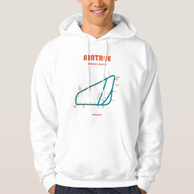 Retro Minimalist Aintree Racecourse Line Art Print Hoodie (Vorderseite)