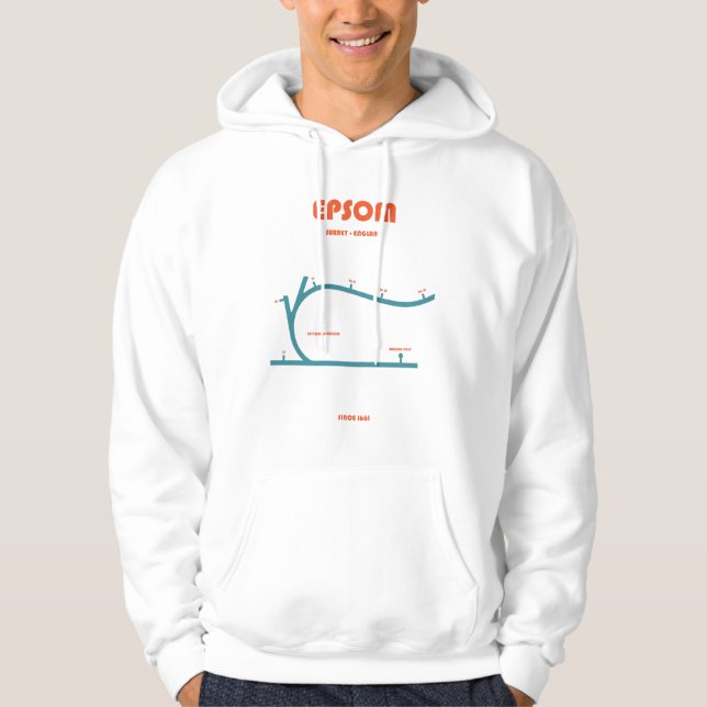 Retro Minimalist Epsom Racecourse Line Art Print Hoodie (Vorderseite)