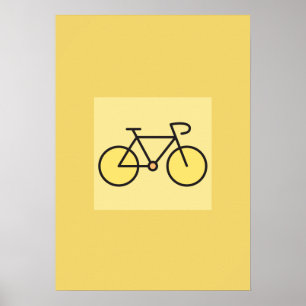 Retro-Minimalist-Gelb-Fahrrad-Kunst-Kinderzimmer-W Poster