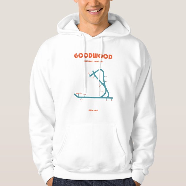 Retro Minimalist Goodwood Racecourse Line Art Prin Hoodie (Vorderseite)