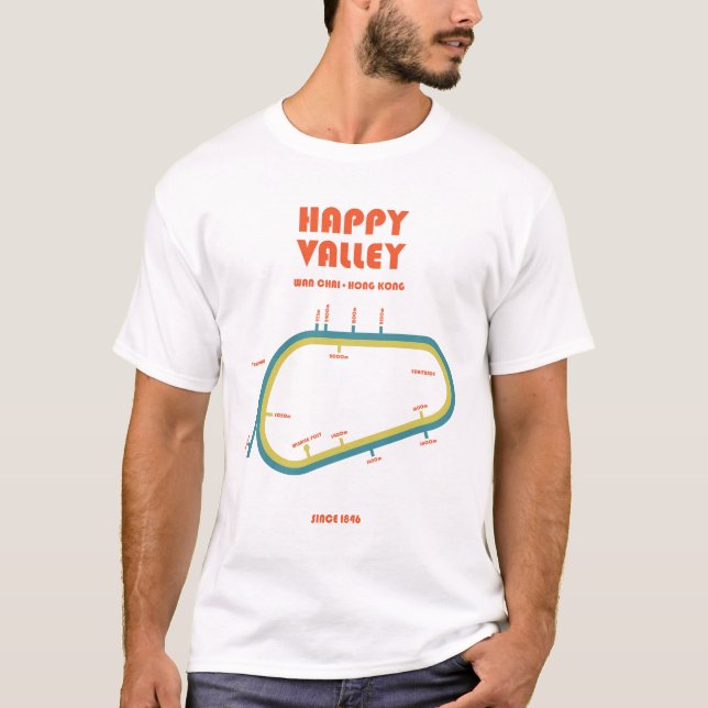 Retro Minimalist Happy Valley Racecourse Line Art  T-Shirt (Vorderseite)