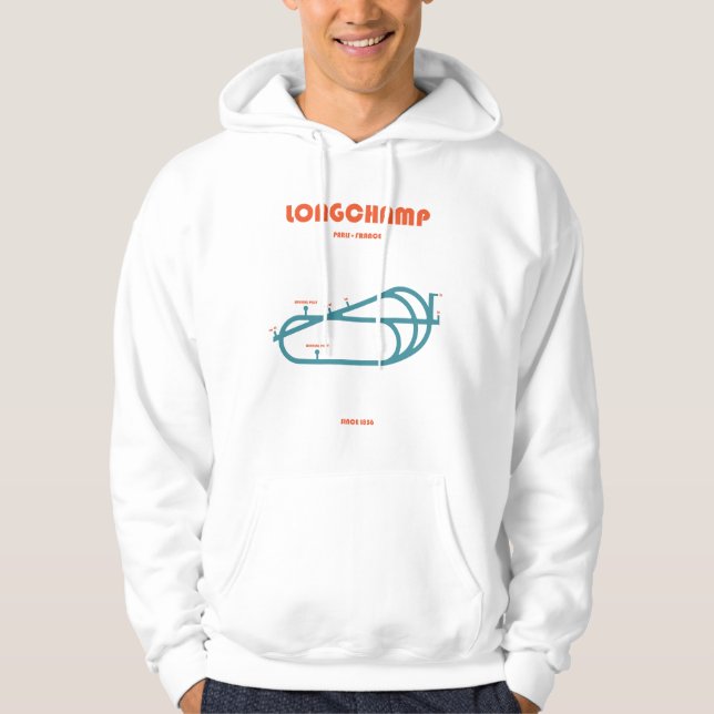 Retro Minimalist Longchamp Racecourse Line Art Pri Hoodie (Vorderseite)