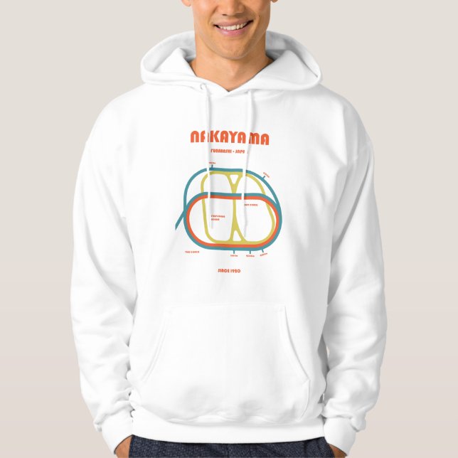 Retro Minimalist Nakayama Racecourse Line Art Prin Hoodie (Vorderseite)