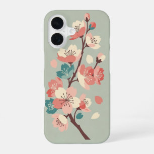 Retro-Minimalist-Sakura-Blüten iPhone 16 Hülle