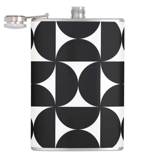 Retro Minimalist Style Black Geometric Bauhaus Flachmann (Geöffnet)