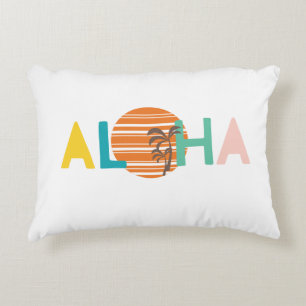 Retro, Minimalistisch "Aloha" Hawaii Sonnenunterga Dekokissen