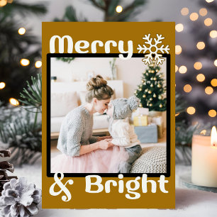 Retro Minimalistisch Brown Snowflake Weihnachts-Fo Feiertagskarte