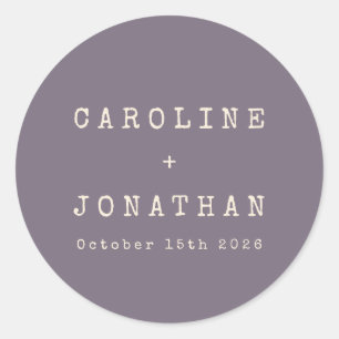 Retro Minimalistisch Dusty Lila Schreibmaschinenho Runder Aufkleber