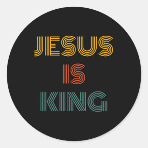Retro Minimalistisch Jesus ist König Christlich tr Runder Aufkleber