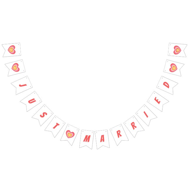 Retro Minimalistisch Just Married Newlyweds Wimpelkette (Alle)