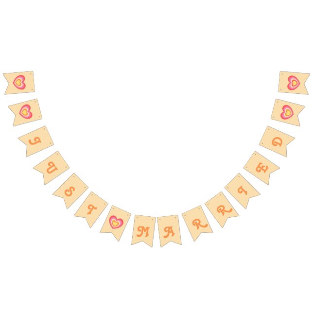 Retro Minimalistisch Just Married Newlyweds Wimpelkette (Alle)