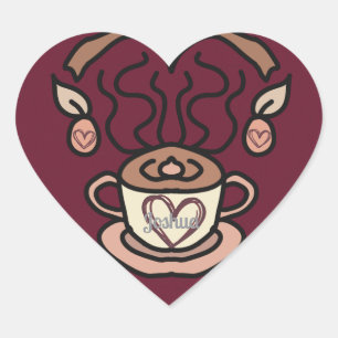 Retro Minimalistisch meinen Kaffee, meine Liebe Herz-Aufkleber