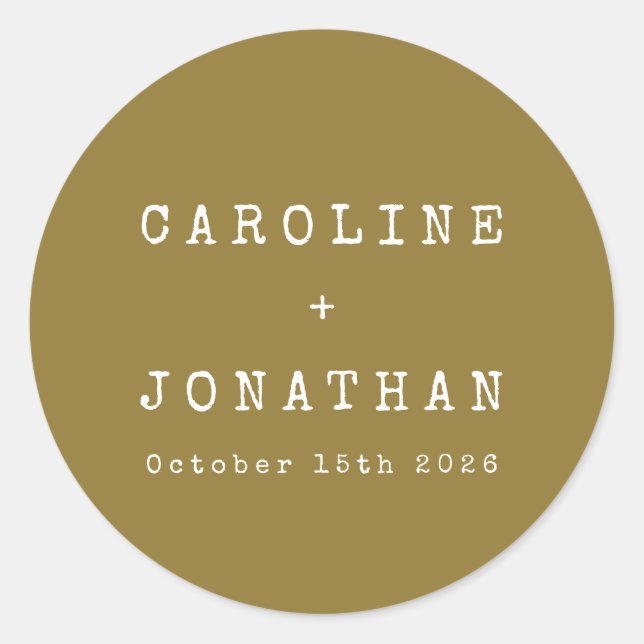 Retro Minimalistisch Ochre Schreibmaschine Custom  Runder Aufkleber (Vorderseite)