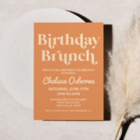 Retro Minimalistisch Orange Birthday Brunch Party
