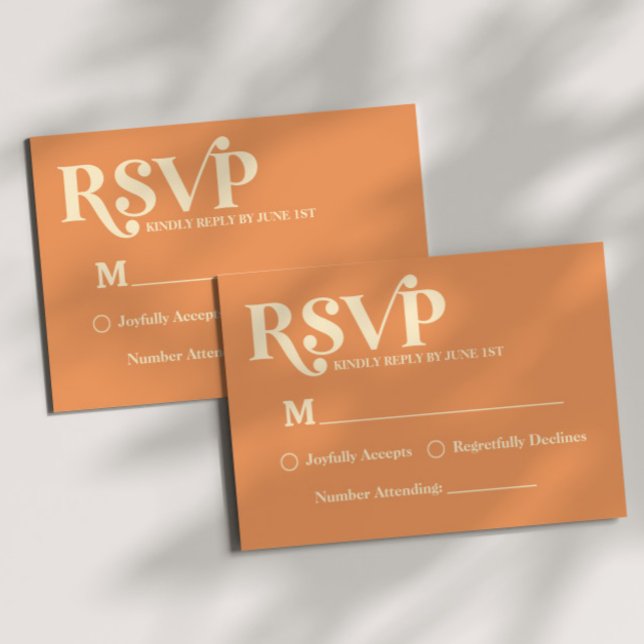 Retro Minimalistisch Orange Wedding RSVP (Von Creator hochgeladen)
