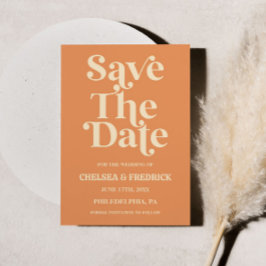 Retro Minimalistisch Orange Wedding Save the Date Einladung