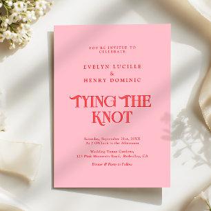 Retro-minimalistische moderne Hochzeit in Rosa und Einladung