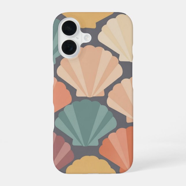 Retro-Minimalistische Muscheln / Retro-Minimalisti iPhone 16 Hülle (Rückseite)