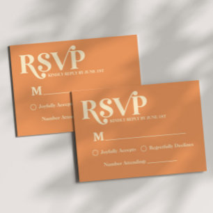 Retro-Minimalistische orange Hochzeit-RSVP RSVP Karte
