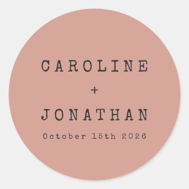 Retro Minimalistische Rose Schreibmaschine Custom  Runder Aufkleber (Vorderseite)