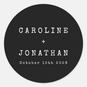 Retro Minimalistische Schwarze Schreibmaschine Cus Runder Aufkleber