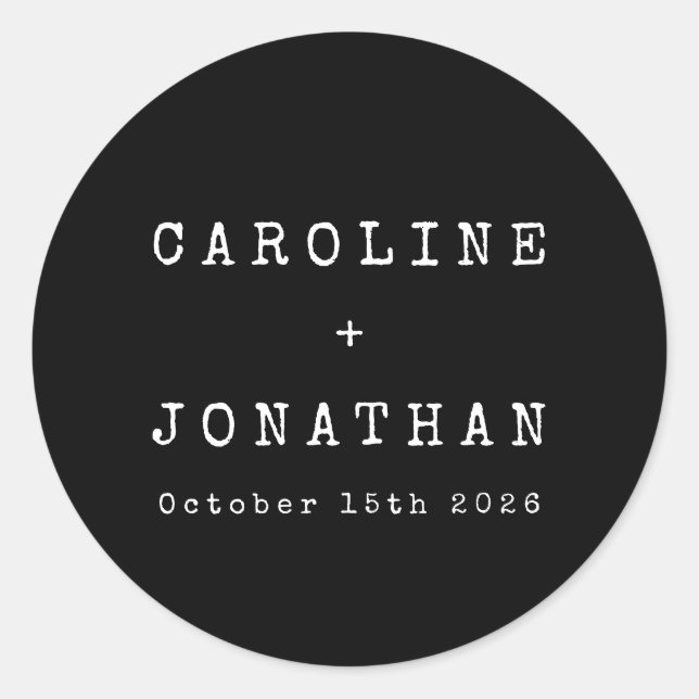 Retro Minimalistische Schwarze Schreibmaschine Cus Runder Aufkleber (Vorderseite)