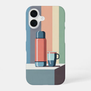 Retro-minimalistische Thermoskanne und Tasse iPhone 16 Hülle