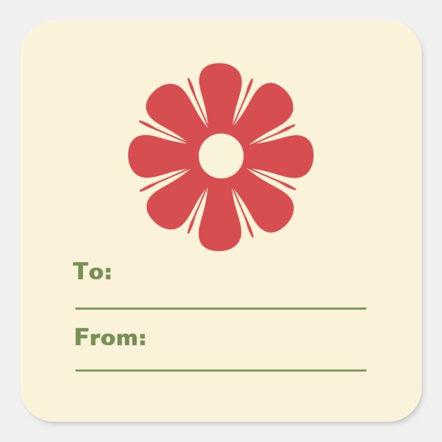 Retro Minimalistische Weihnachtsgeschenkkarte Quadratischer Aufkleber (Vorderseite)