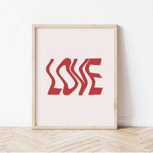 Retro-minimalistischer 'Liebe'-Wellen-Text Poster