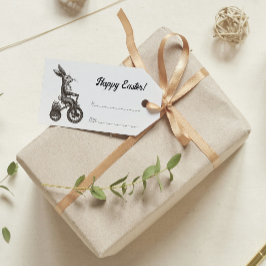Retro Minimalistisches Bunny Bike Eierkuchen Oster Geschenkanhänger