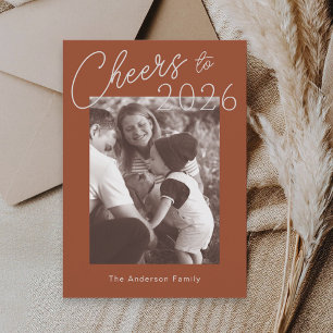 Retro-Minimalistisches Neujahrsfoto in Rot Feiertagskarte