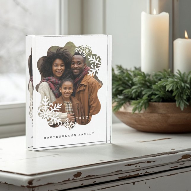 Retro Minital Wavy Foto Frame Snowflake Foto (Retro Minital Wavy Photo Frame Snowflake Photo)