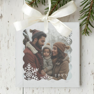 Retro Minital Wavy Foto Frame Snowflake Foto Ornament Aus Glas