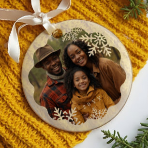 Retro Minital Wavy Foto Frame Snowflake Foto Ornament Aus Glas