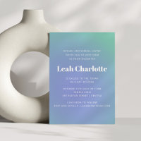 Retro Mint Blue Green Gradient Niedlich Bat Mitzva