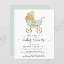 Retro Mint Carriage Baby Shower Einladung