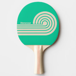 Retro Mint Dual Curl Streifen mit Namen Tischtennis Schläger