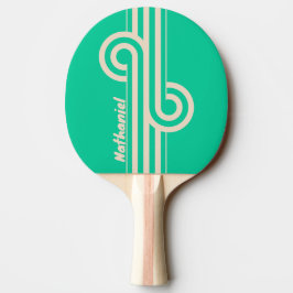 Retro Mint Dual Stripe Loop mit Namen Tischtennis Schläger