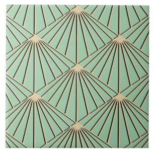 Retro Mint Green Art Deco Lüftermuster Diamond Fliese