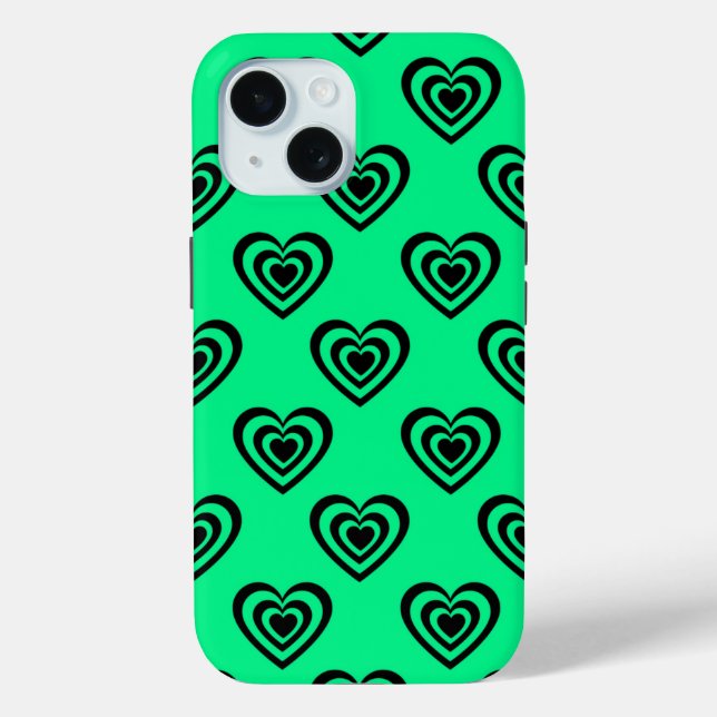Retro Mint Green Hypnotic Herzmuster Case-Mate iPhone Hülle (Rückseite)