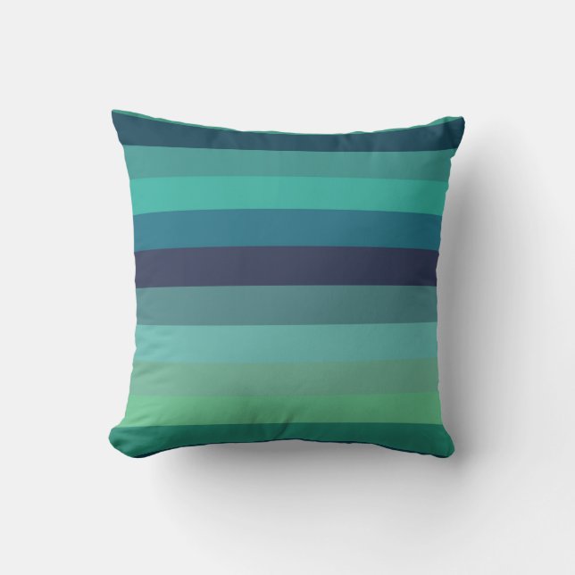 Retro Mint & Navy Horizontal Stripes Kissen (Vorderseite)